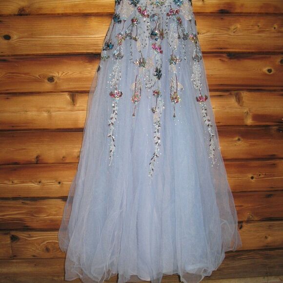 MAC DUGGAL 20436 Embellished Multi Color Flutter Sleeve A-Line Dress - Picture 9 of 14